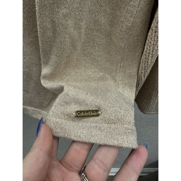 Calvin Klein Womens Top Size Medium Brown Long Bell Sleeve Knit - Picture 3 of 11